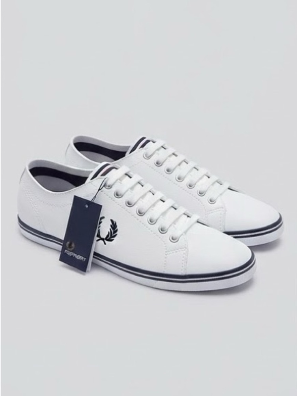 Fred Perry White Sneakers with Navy Trim